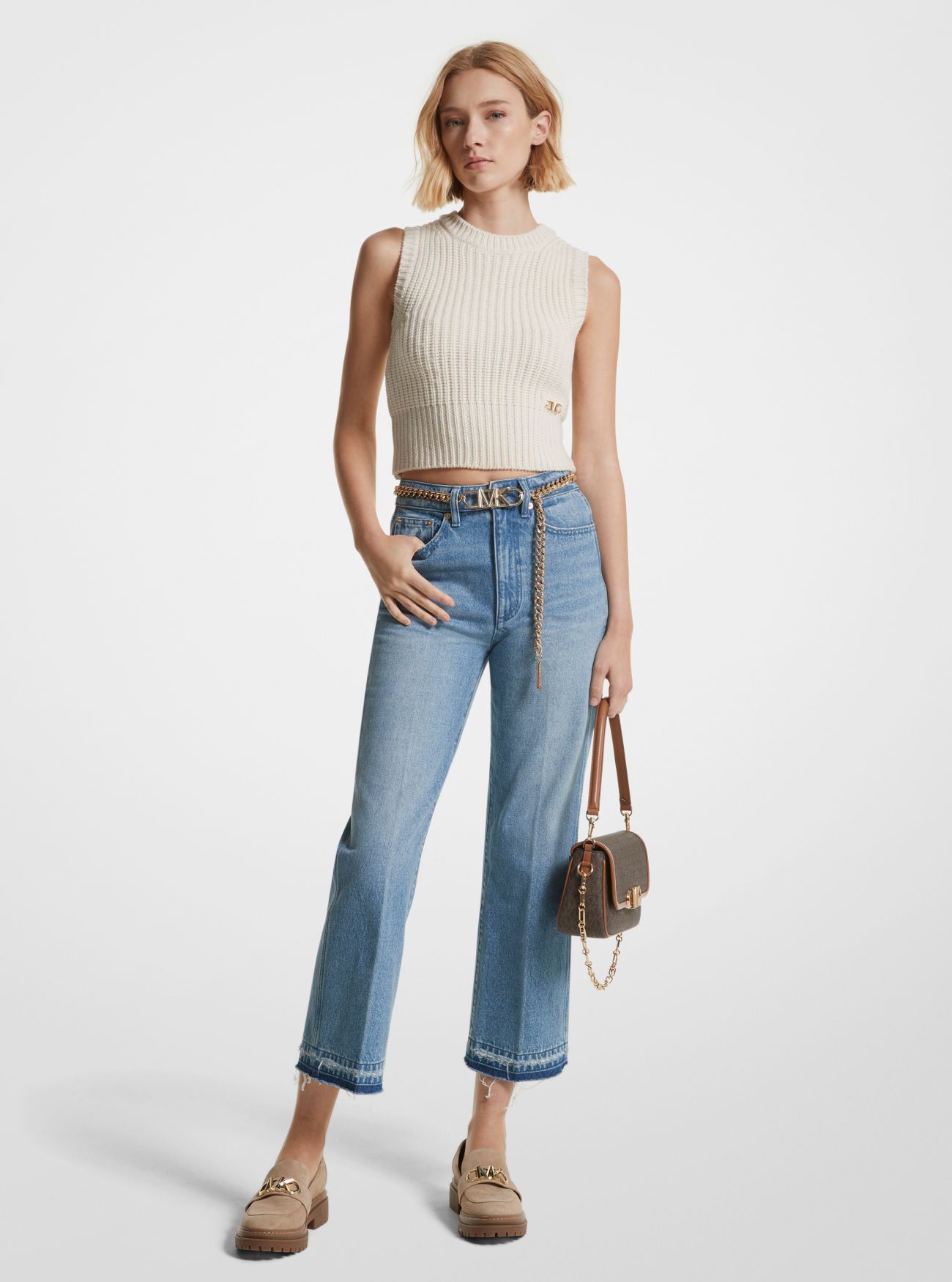 MICHAEL KORS CROPPED DENIM FLARED ΤΖΙΝ