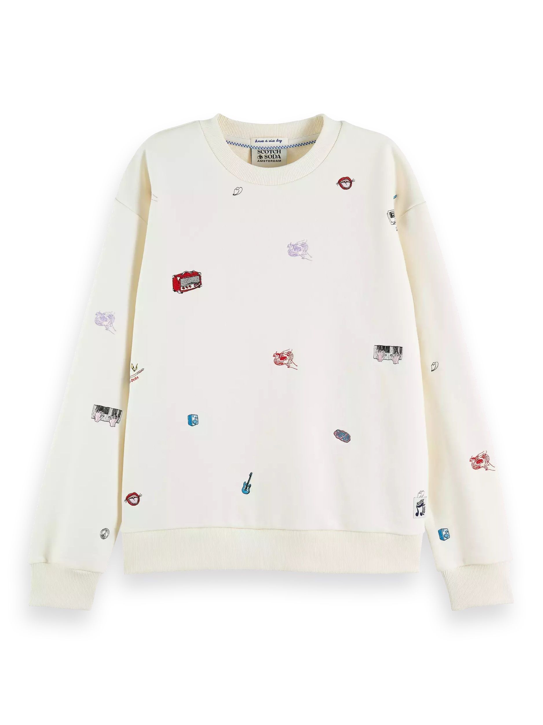 SCOTCH & SODA RELAXED FIT EMBROIDERED CREWNECK ΦΟΥΤΕΡ