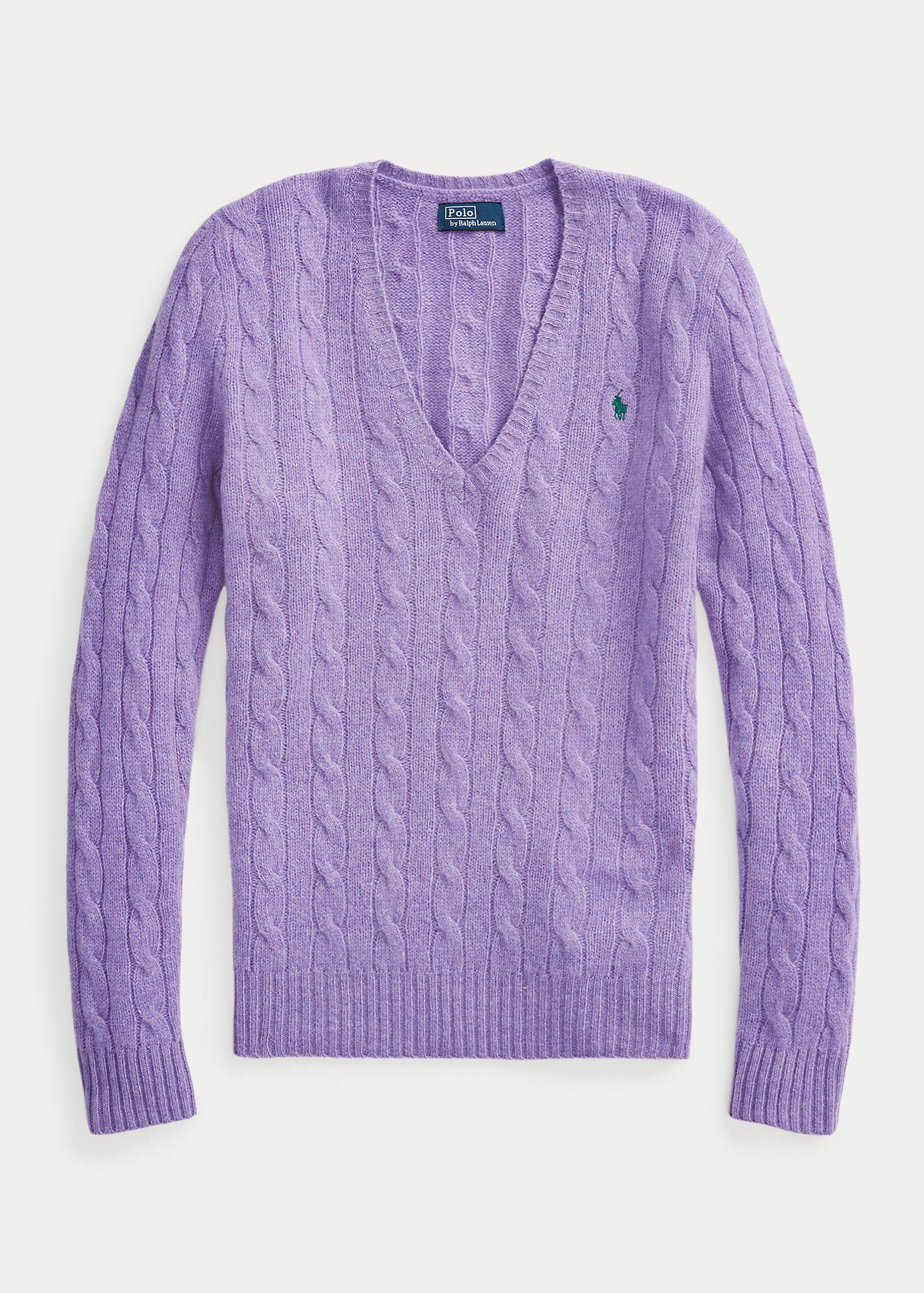 POLO RALPH LAUREN CABLE-KNIT WOOL-CASHMERE V-NECK ΠΛΕΚΤΟ