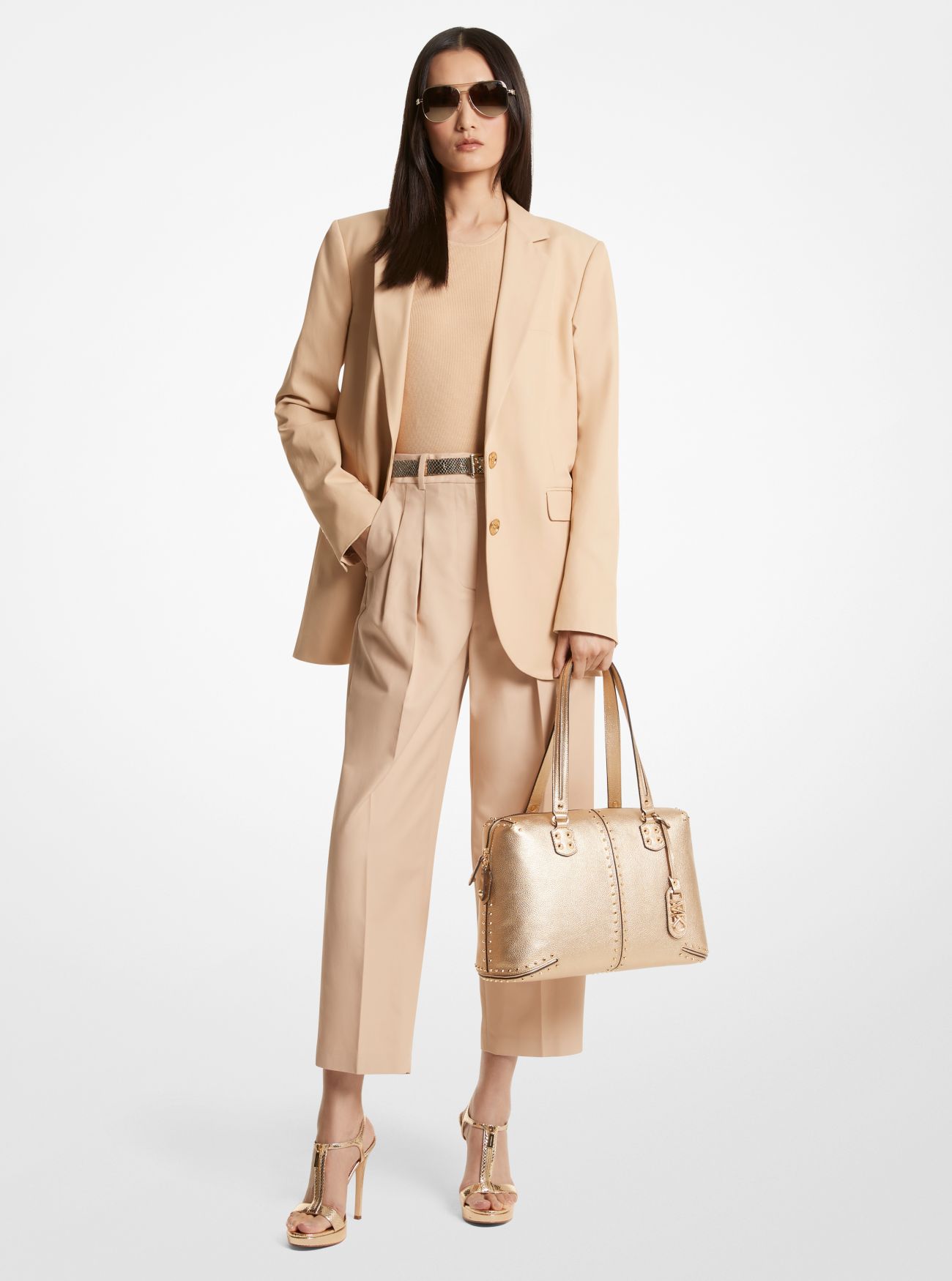 MICHAEL KORS COTTON BLEND TWILL BLAZER