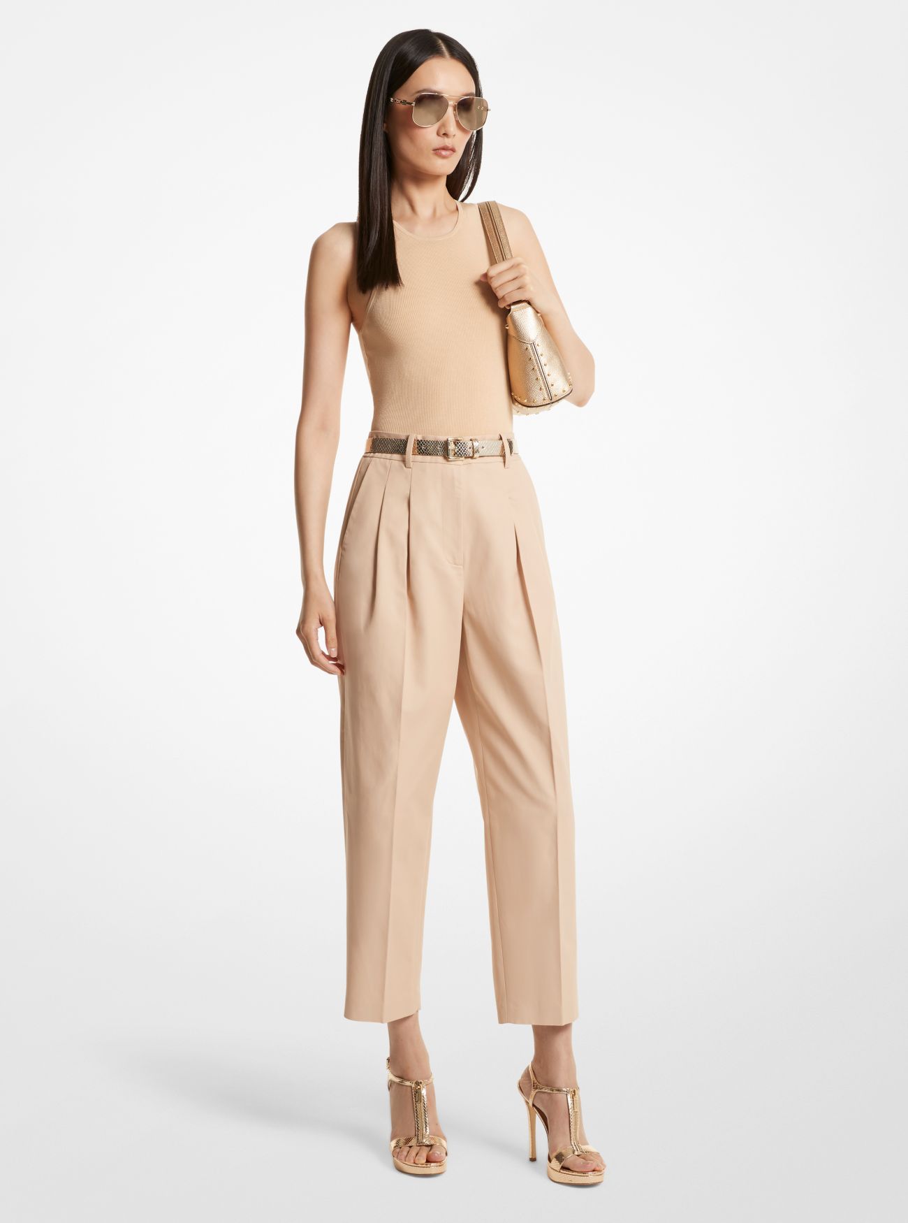 MICHAEL KORS COTTON BLEND TWILL CROPPED ΠΑΝΤΕΛΟΝΙ