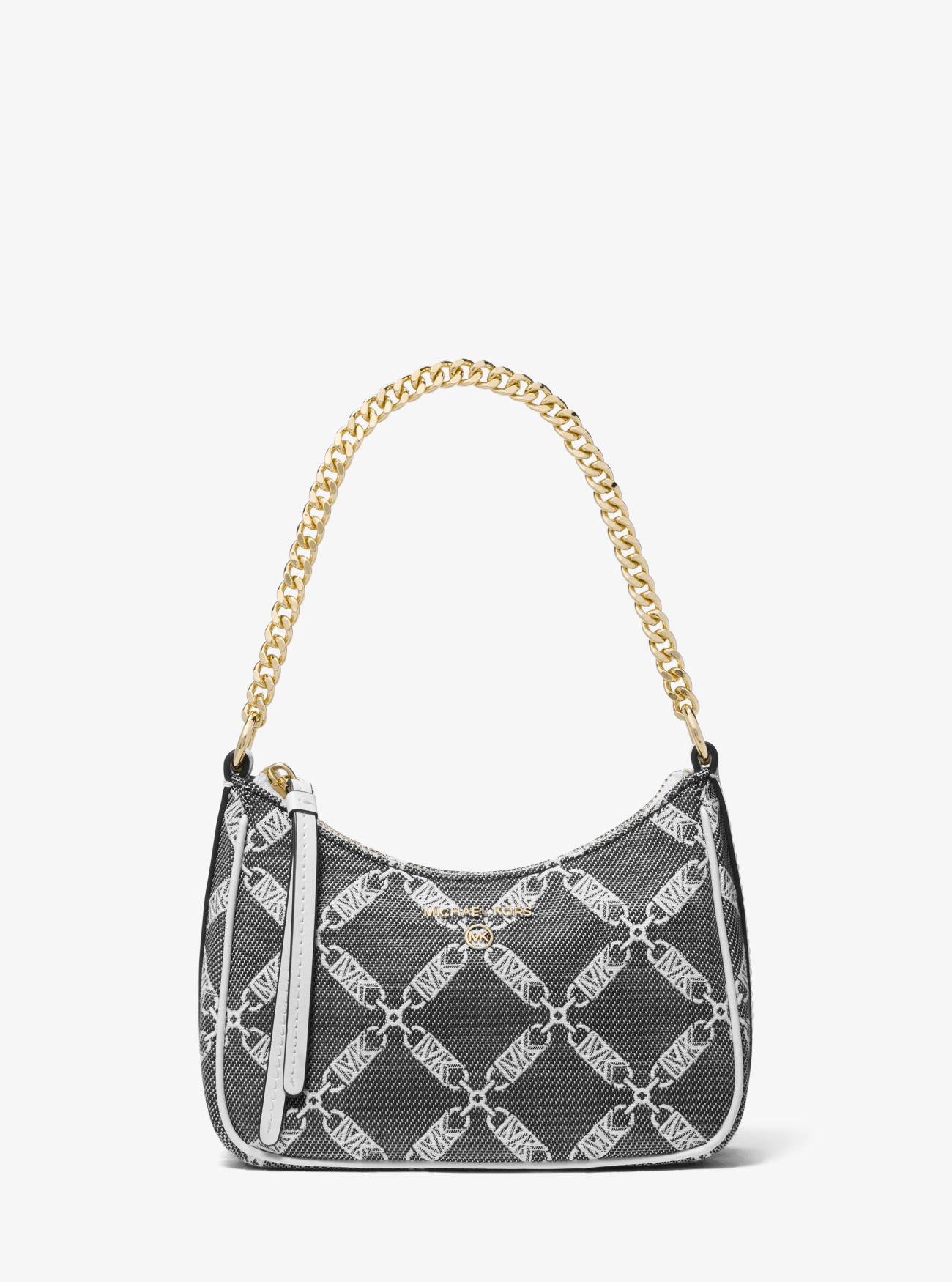 MICHAEL KORS JET SET CHARM SMALL EMPIRE LOGO JACQUARD CLUTCH