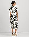 LAUREN RALPH LAUREN LEAF-PRINT BELTED CREPE ΦΟΡΕΜΑ