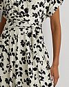 LAUREN RALPH LAUREN LEAF-PRINT BELTED CREPE ΦΟΡΕΜΑ