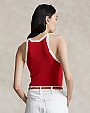 POLO RALPH LAUREN CONTRAST-TRIM RIB-KNIT COTTON TANK ΤΟΠ