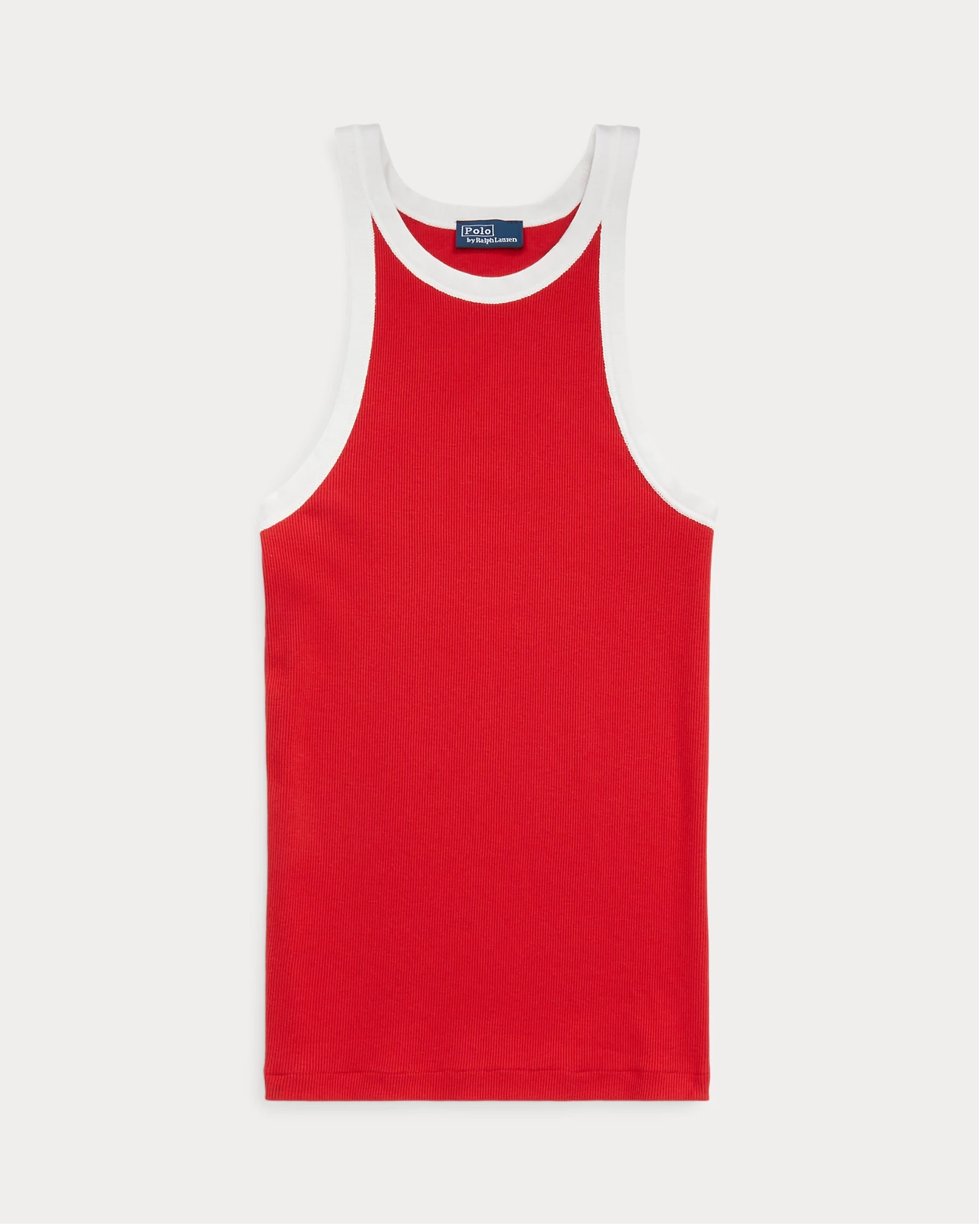 POLO RALPH LAUREN CONTRAST-TRIM RIB-KNIT COTTON TANK ΤΟΠ