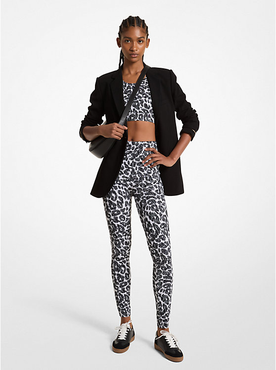 MICHAEL KORS STRETCH RECYCLED NYLON LEOPARD LOGO ΚΟΛΑΝ