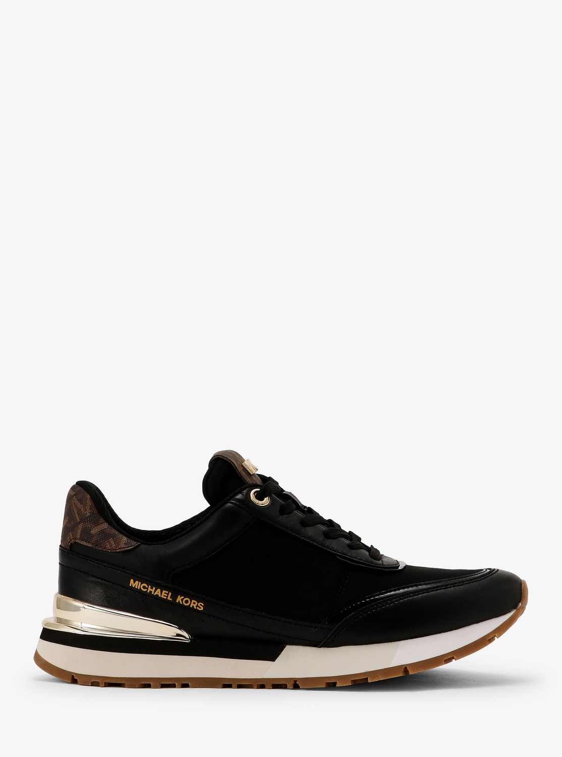MICHAEL KORS NOVA LEATHER & NYLON LOGO SNEAKERS
