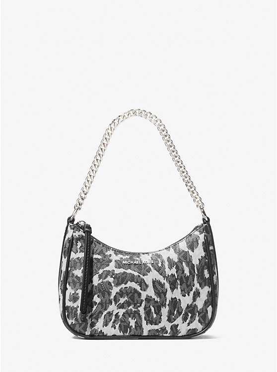 MICHAEL KORS JET SET CHARM SMALL LEOPARD LOGO CLUTCH