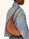 MICHAEL KORS PRESTON LARGE SUEDE CRESCENT SHOULDER ΤΣΑΝΤΑ