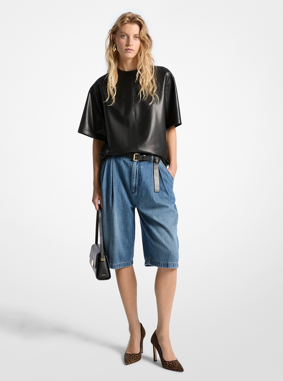 MICHAEL KORS PLEATED DENIM ΒΕΡΜΟΥΔΑ