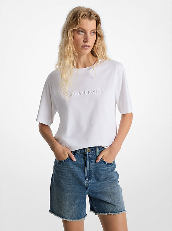 MICHAEL KORS LOGO EMBOSSED COTTON T-SHIRT