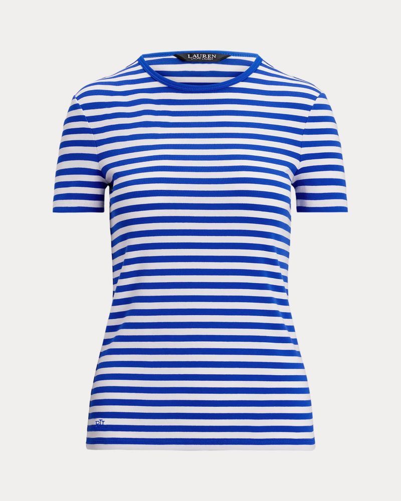 LAUREN RALPH LAUREN STRIPED STRETCH COTTON CREWNECK T-SHIRT