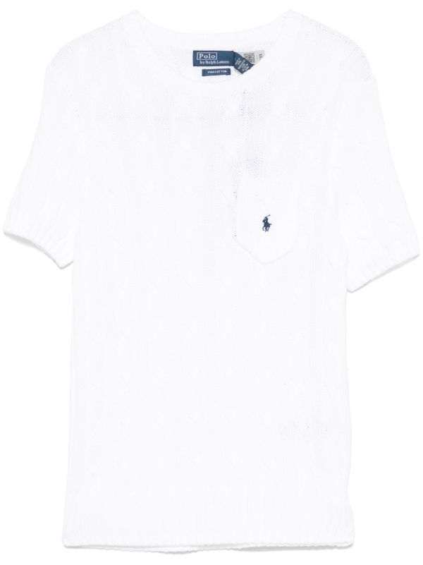 POLO RALPH LAUREN CABLE-KNIT COTTON SHORT-SLEEVE ΠΛΕΚΤΟ