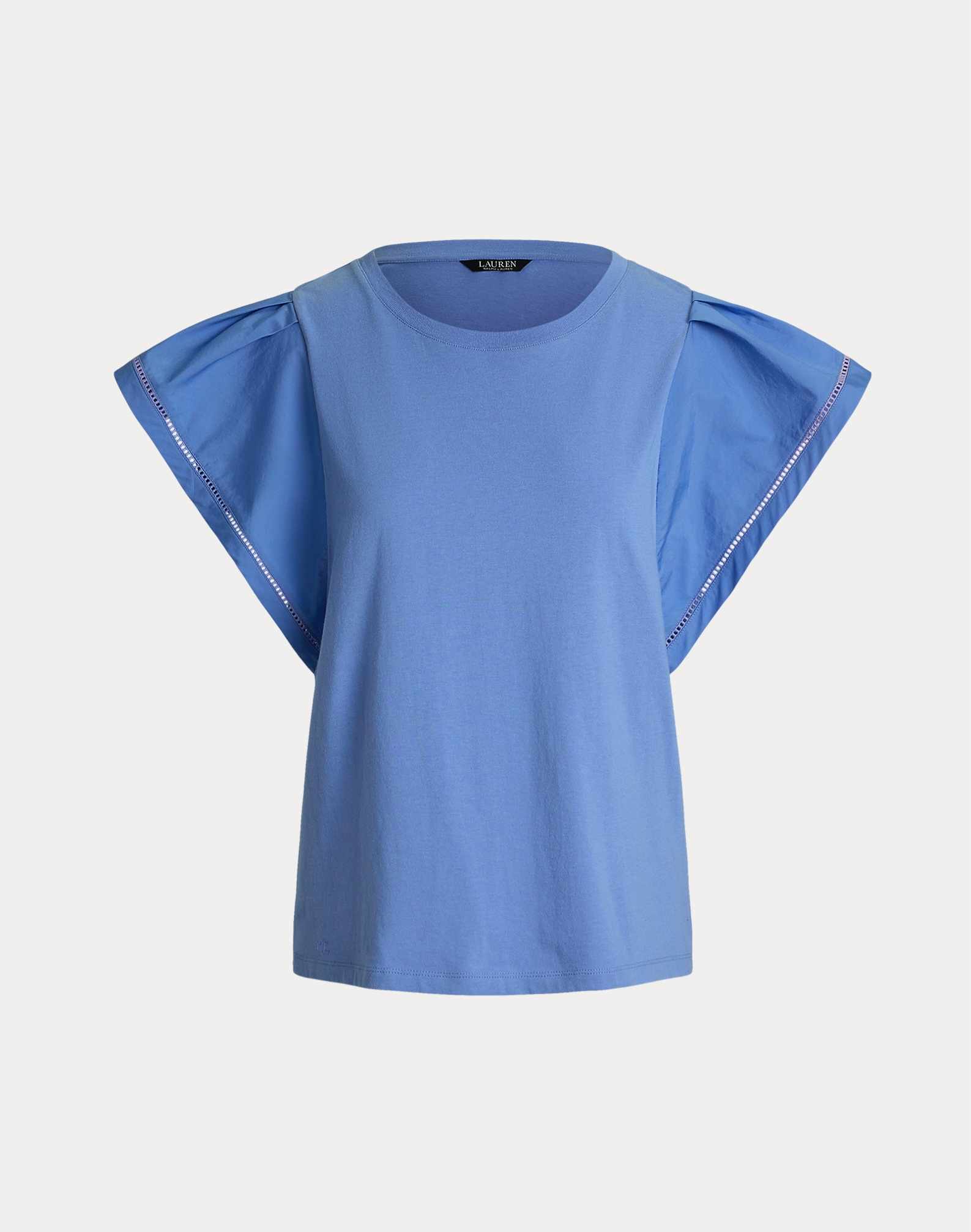 LAUREN RALPH LAUREN JERSEY FLUTTER-SLEEVE TEE