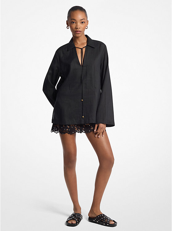 MICHAEL KORS RAMIE COLLARED TUNIC TOP