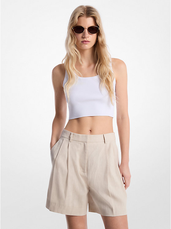 MICHAEL KORS PLEATED LINEN AND COTON SHORTS