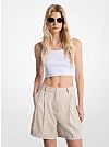 MICHAEL KORS PLEATED LINEN AND COTON SHORTS