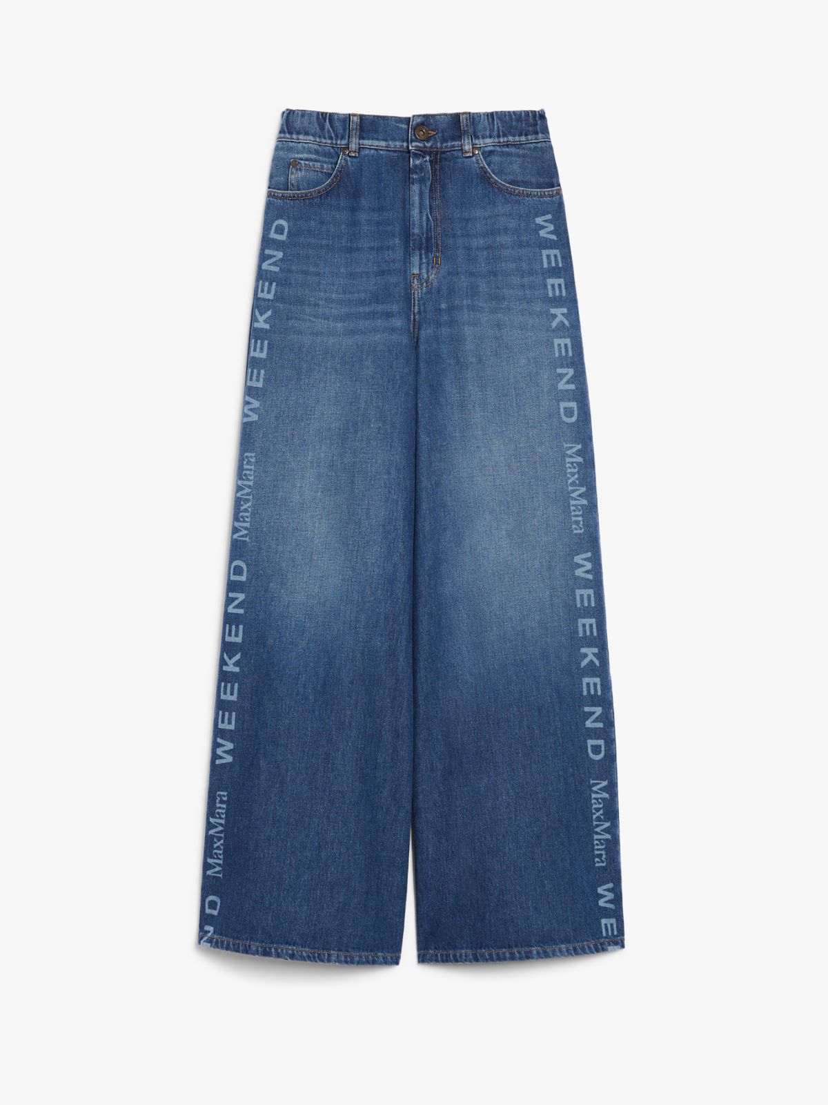 WEEKEND MAX MARA LISOTTE WIDE WITH LOGO DENIM JEANS 