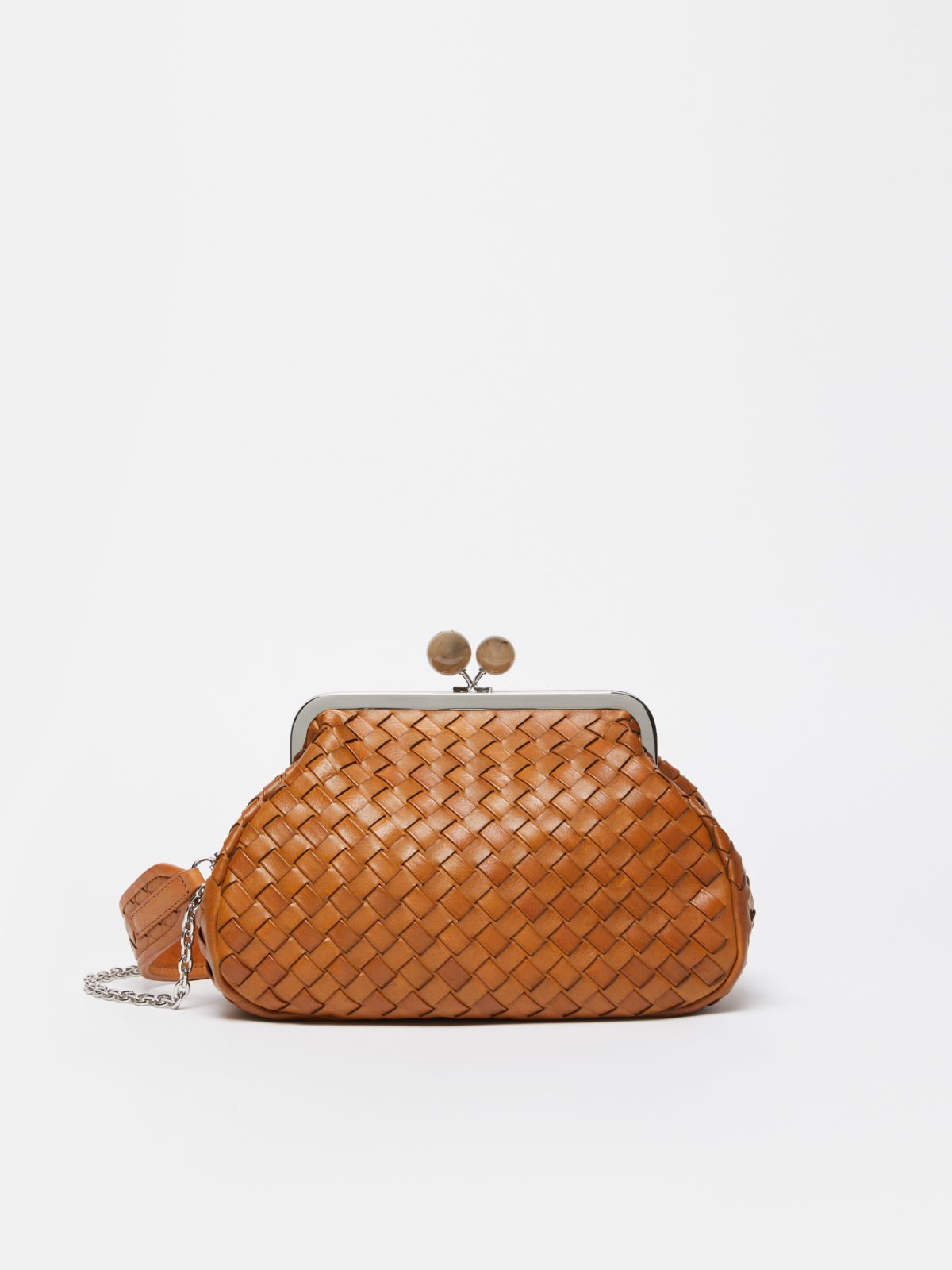 WEEKEND MAX MARA PANCIA1 MEDIUM IN WOVEN LEATHER PASTICCINO ΤΣΑΝΤΑ