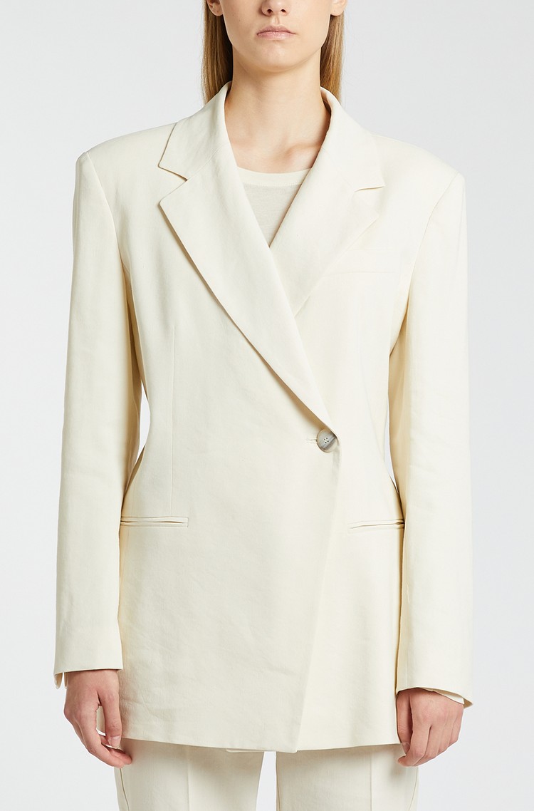 MARELLA MONOCHROME MATTIA VISCOSE AND LINEN BLAZER